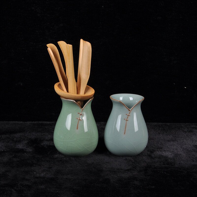 云上青瓷茶道六君子套装创意冰裂茶具配件茶筒竹茶勺功夫龙泉