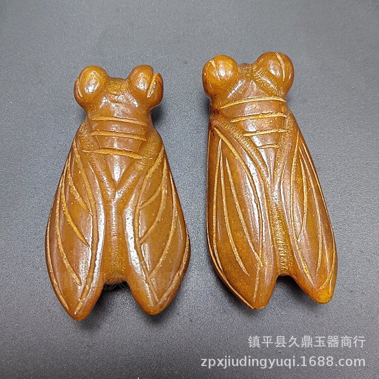 古玩玉器批发仿古做旧玉石古玩金蝉手把件挂件古玩收藏玉石小摆件