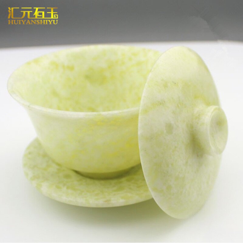 天然蓝田玉玉石茶具茶壶盖碗玉器阿富汗玉玉茶具茶杯工艺品摆件