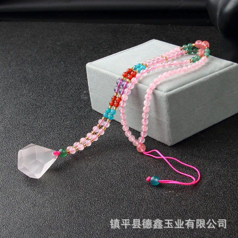 水晶长款项链 粉晶紫水晶原石毛衣链 粉晶葫芦毛衣链 民族风项链