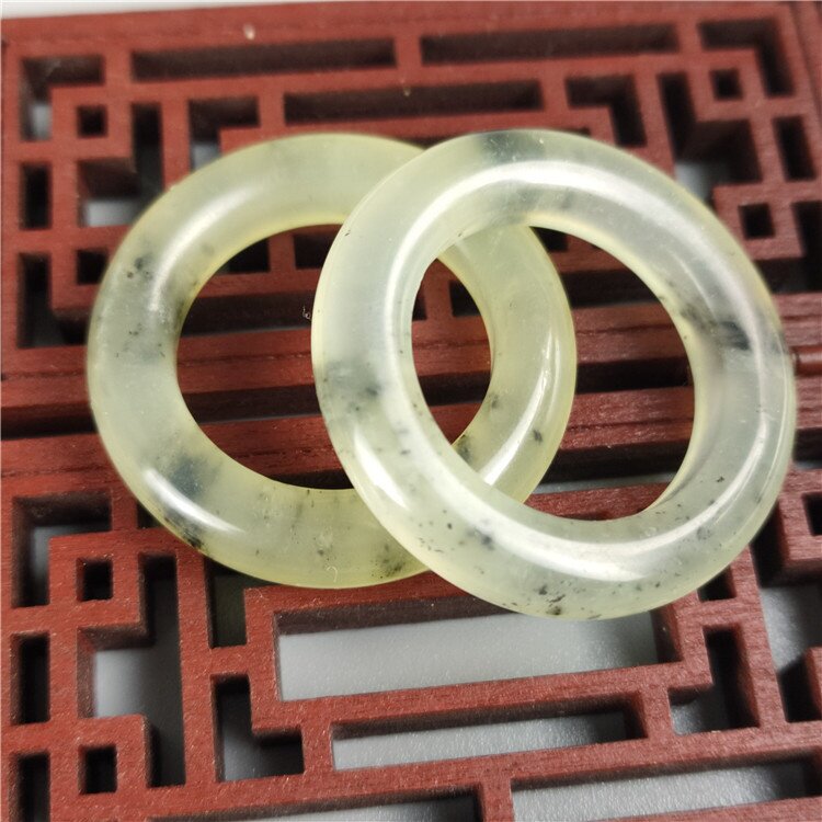 供应岫玉水墨飘花圆环袈裟环吊坠挂件汉服腰佩流苏DIY配件