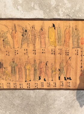 古玩字画仿古做旧工艺品长卷画一百零八将图长卷绢布画批发