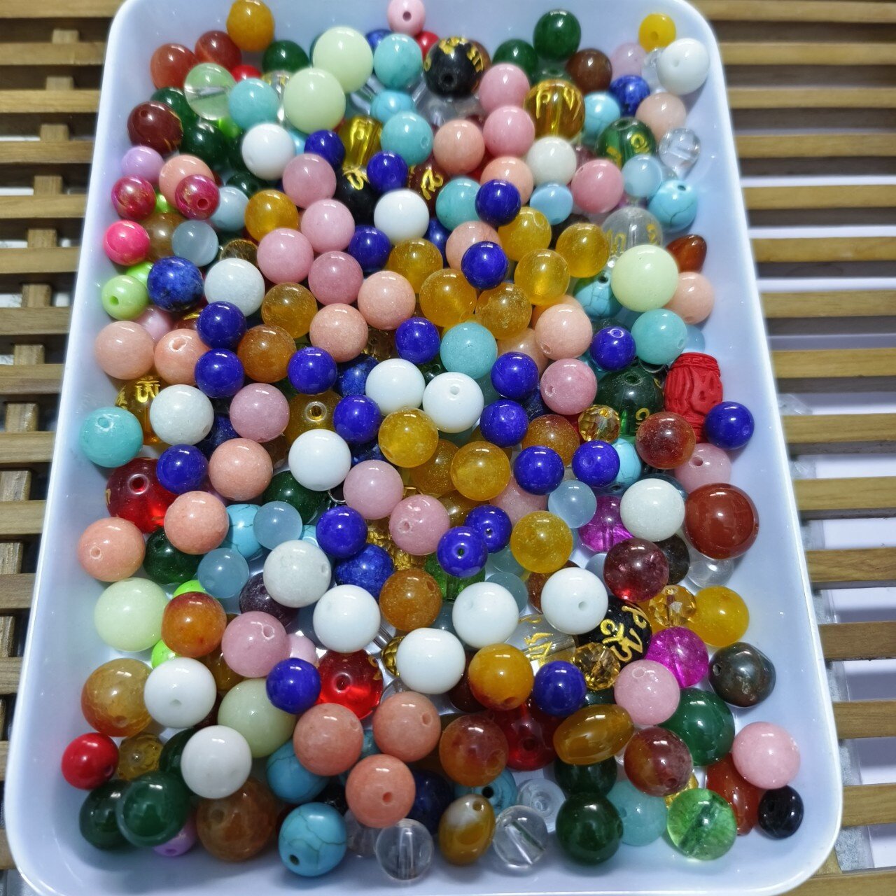 6-14mm散珠子按斤称玛瑙虎睛石杂石水晶散珠地摊模式diy圆珠