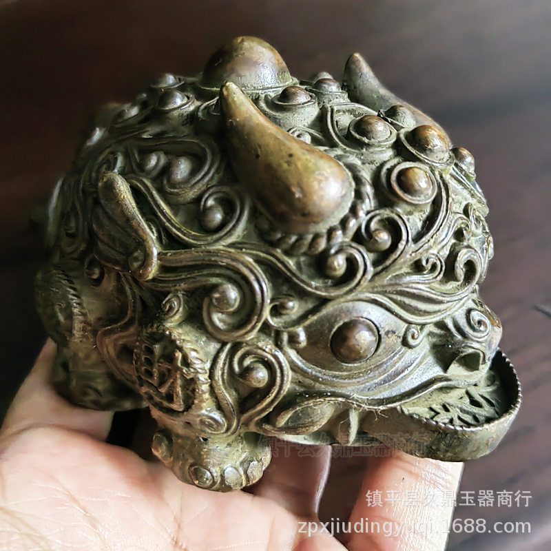 大号仿古黄铜工艺品纳福金蟾家居客厅装饰摆件直播货源零售代发
