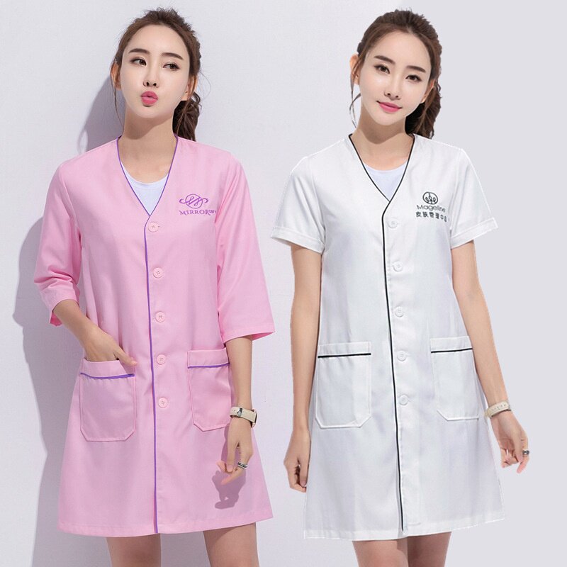 纹绣师皮肤管理工作服女白大褂短袖中袖美容师高端美容院工作服