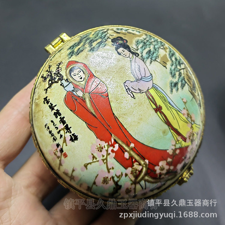 古玩杂项批发 仿古做旧小首饰盒彩绘盒子家居办公收藏品小摆件