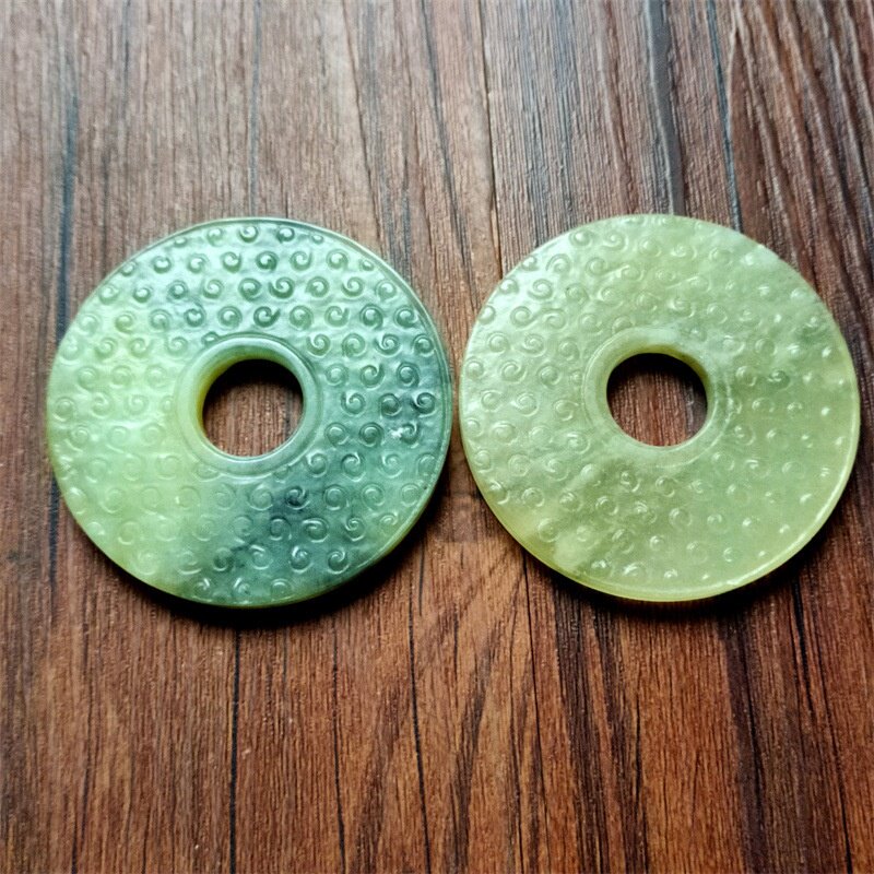 古玩杂项仿古做旧工艺品岫玉雕刻乳钉纹玉璧复古玉坠挂件批发