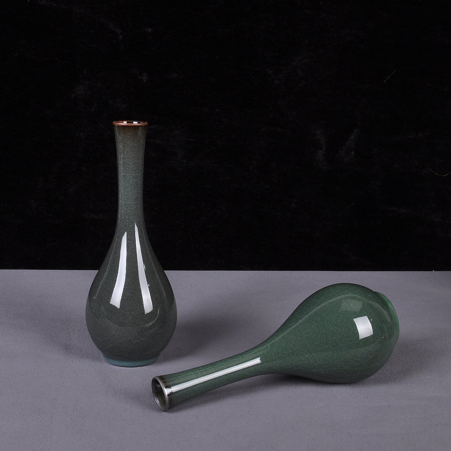 龙泉青瓷摆件个性时尚简约花器家居装饰品水培花插花瓶长颈胆瓶
