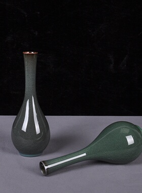 龙泉青瓷摆件个性时尚简约花器家居装饰品水培花插花瓶长颈胆瓶