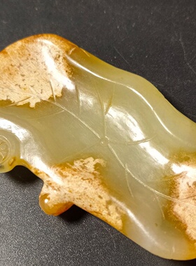 供应工艺品仿古岫玉雕刻荷叶笔洗做旧小砚台文房用品批发