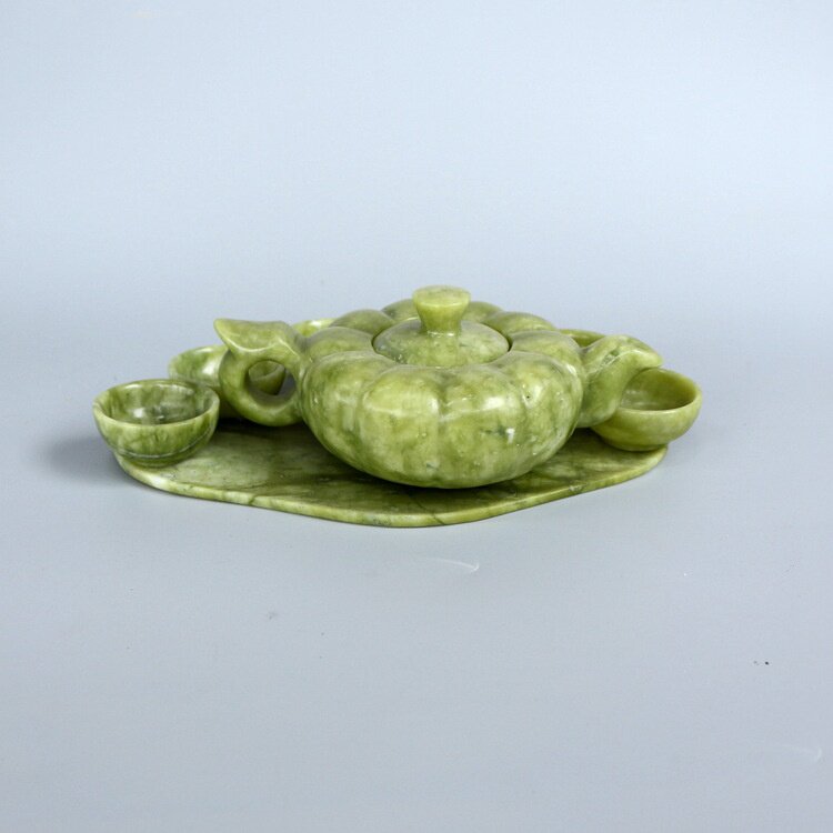 玉石茶具 厂家天然正品蓝田玉茶具 茶壶 茶杯 一套