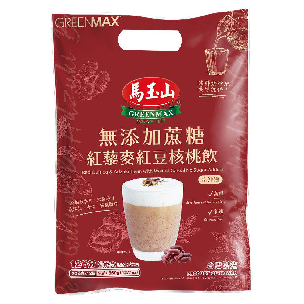 马玉山 无添加蔗糖红藜麦红豆合桃饮360g12包x30g1件即冲即食素食