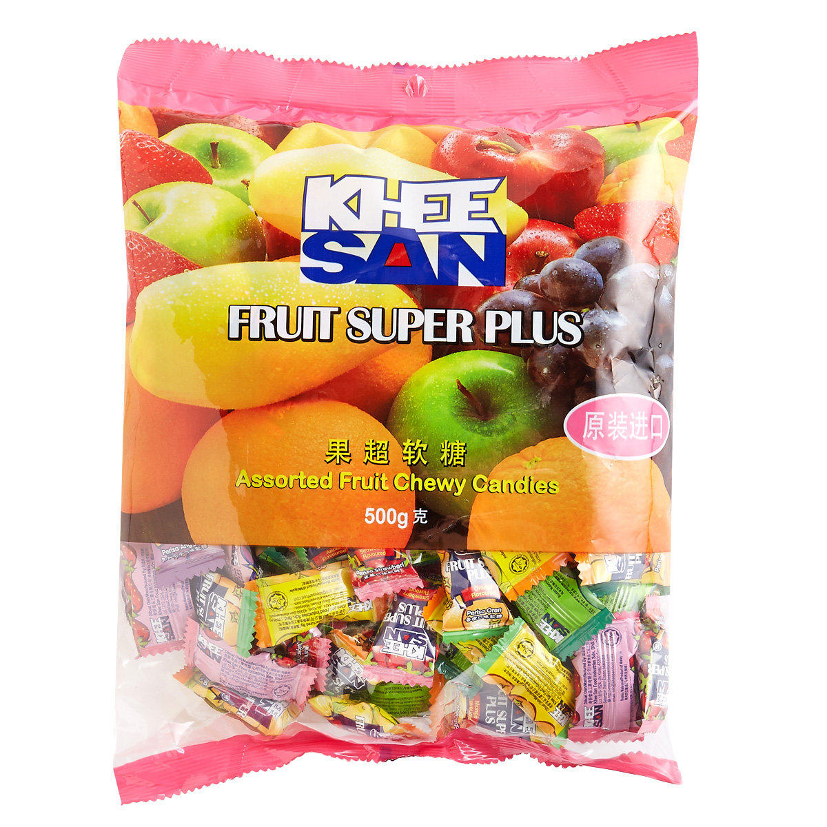 菓超软糖什锦软糖有5种口味苹果香橙黑加仑子士多啤梨及芒果500克