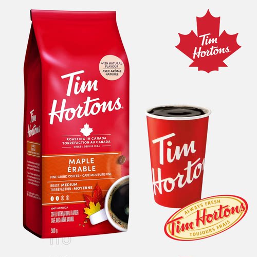 Tim Hortons枫糖风味研磨咖啡粉300克即冲即饮中烘甜香特色风味版