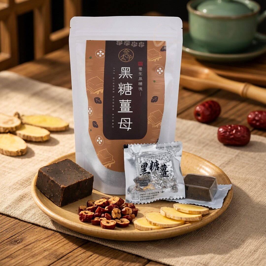 零食享乐金太子黑糖姜母块210g手工熬制红糖黑糖姜茶红糖块块状版