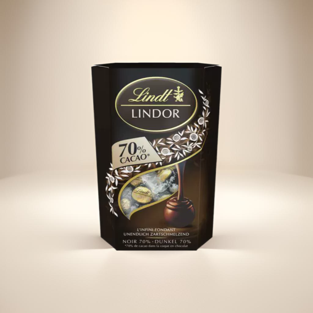 香港新年节日送礼LINDT瑞士莲特级纯味可可70%软心朱古力200克
