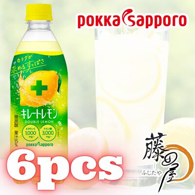 Pokka Sapporo双重柠檬果汁饮品500毫升6瓶装清凉饮料碳酸饮料