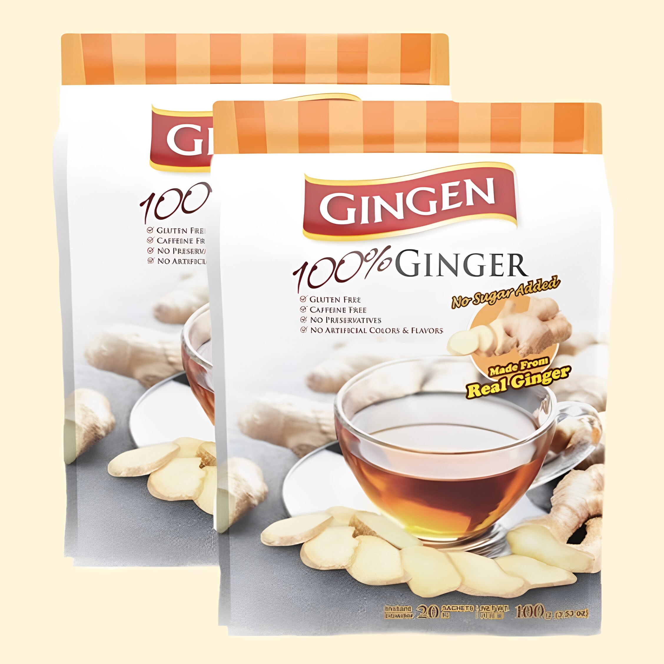GINGEN真精无糖姜茶5克x20条x2包优惠装驱寒暖胃舒心养生健康早茶