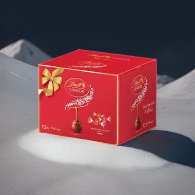 香港进口新年礼盒节日送礼瑞士莲牛奶软心朱古力12条盒装444克