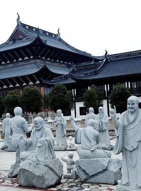 石材雕刻人物石雕五百罗汉 寺院景区花岗岩雕刻500罗汉尊者定制