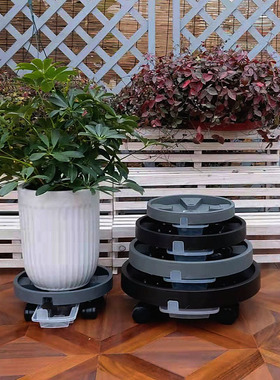 花博士加厚PP树脂带抽屉花盆移动托盘园艺用品接水托盘万向轮花托