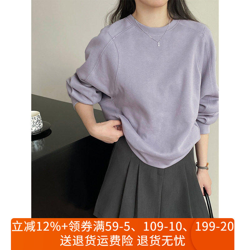 圆领宽松短款休闲卫衣
