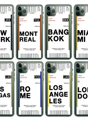 登机牌洛杉矶LOSANGELES纽约拉斯维加斯适用苹果17pro手机壳安卓