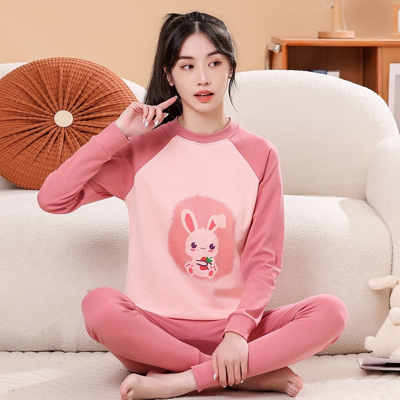 纯棉秋衣秋裤女大童中领