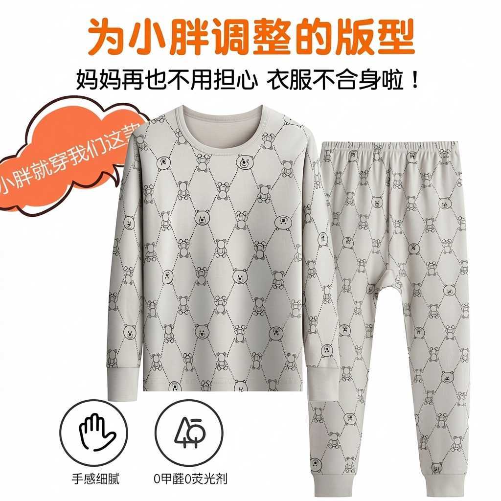 胖童纯棉秋衣秋裤套装胖