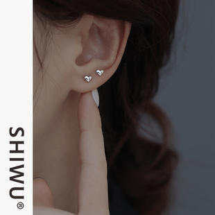 饰悟银饰耳钉女纯银爱心耳环小众设计感高级养耳洞耳钉银耳饰女