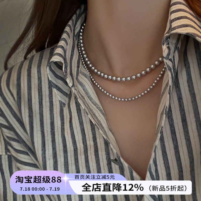 饰悟银饰真多麻双层珍珠项链女