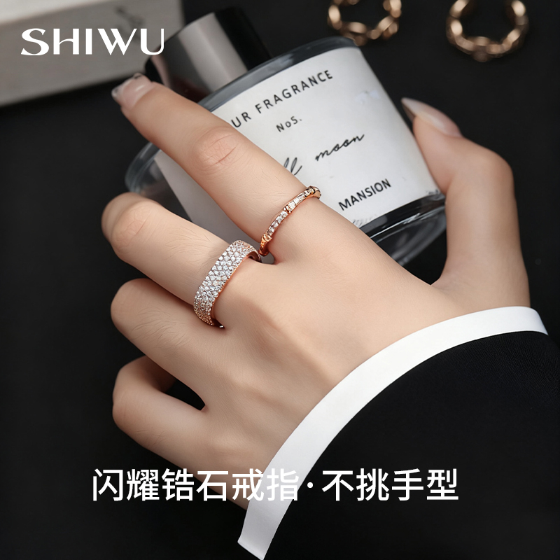 锆石戒指女小众设计叠戴戒指