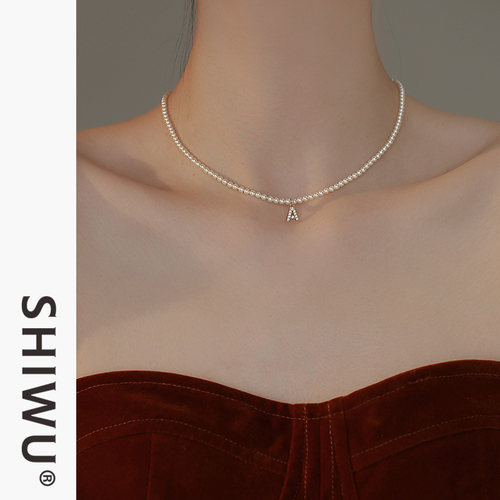 饰悟字母细珍珠项链女