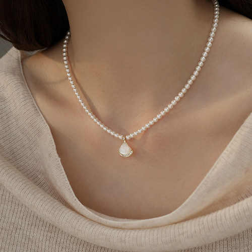 饰悟天然母贝小裙子吊坠珍珠项链