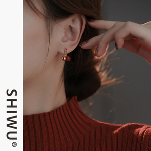 饰悟银饰红色过年耳钉女适合冬季 潮秋冬耳饰 新年耳环耳坠25年新款