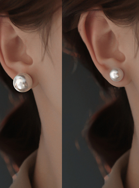 珍珠耳钉999纯银珍珠耳环2026新款爆款高级感大珍珠耳饰耳夹女
