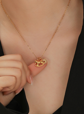 2026马年招财项链铜钱小马锁骨链