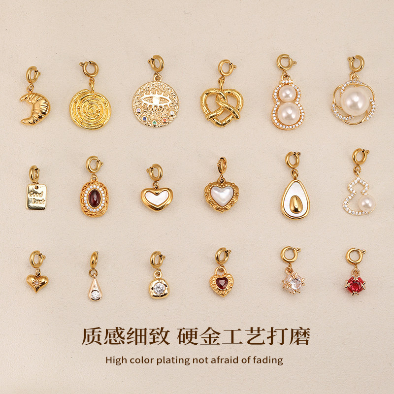 金色卡扣可拆卸百搭扣吊坠单坠天然珍珠项链挂坠配饰吊坠项链图片