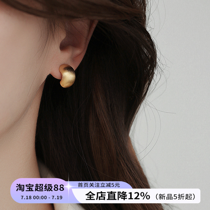 饰悟银饰925银真法式女拉丝耳钉