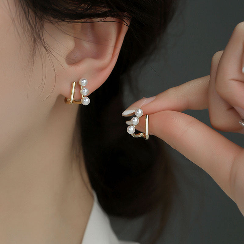 饰悟925银针ins风女几何珍珠耳钉