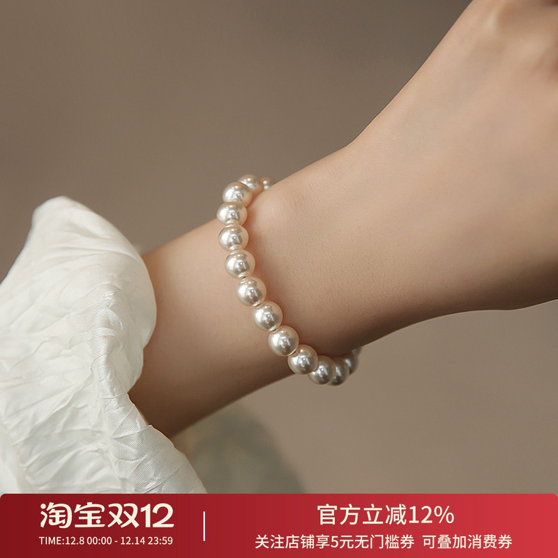 饰悟珍珠手链高级感正圆叠戴