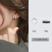 饰悟银饰黑色耳扣小巧耳饰耳钉女纯银耳环2026新款 高级感耳圈 爆款