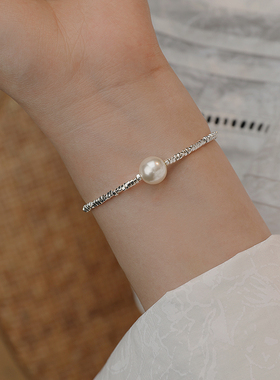 饰悟银饰碎银子珍珠手链女