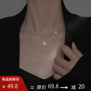 999纯银项链轻奢小众2023新款女生项链女纯银999足银正品银饰项链