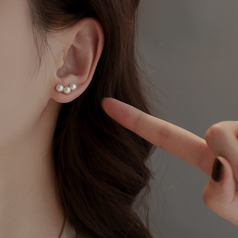 饰悟简约微笑天然珍珠耳钉女士