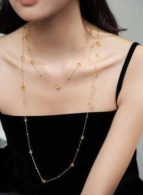 黄水晶满天星项链颈链长毛衣链