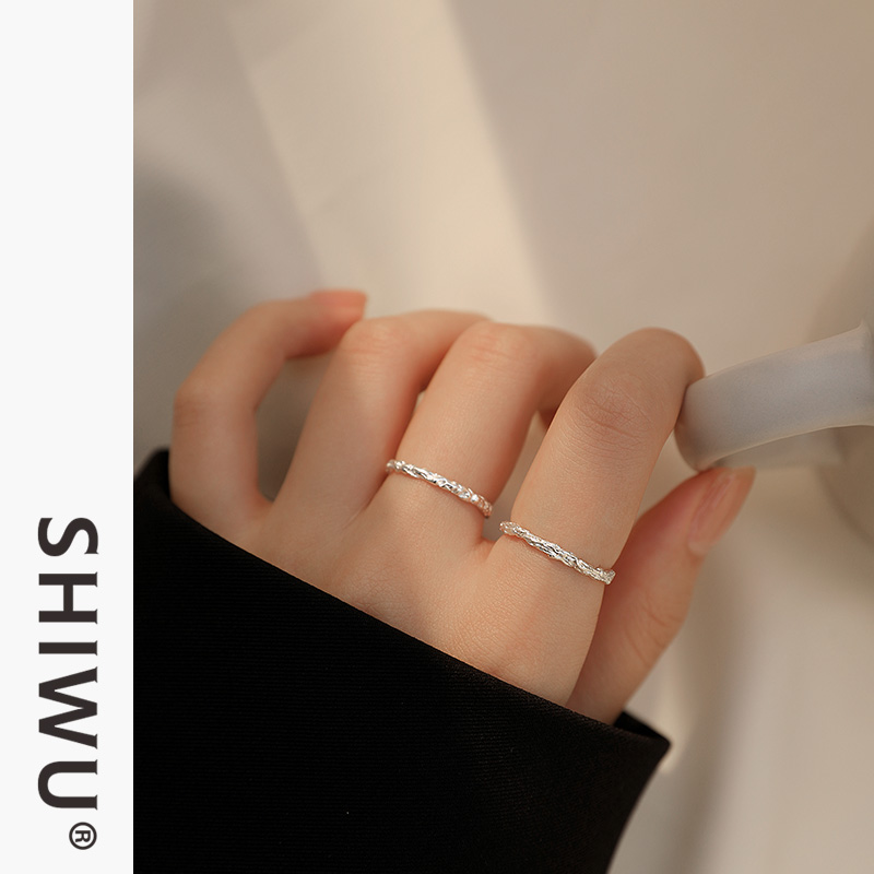 饰悟银饰糖纸素圈戒指女纯银