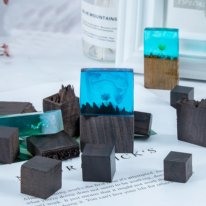 新爱 紫光檀木块山峰断茬木水晶ab滴胶树脂胶手工diy材料树脂木头