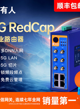 有人5G工业级路由器RedCap千兆插卡全网通cpe多网口联网通讯RS232/485串口modbus网关高通4核处理器G816