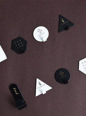 强力粘胶贴挂钩金属家用北欧简约文艺黑白色粘钩墙壁挂承重免打孔